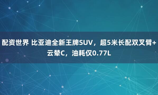 配資世界 比亞迪全新王牌SUV，超5米長(zhǎng)配雙叉臂+云輦C，油耗僅0.77L